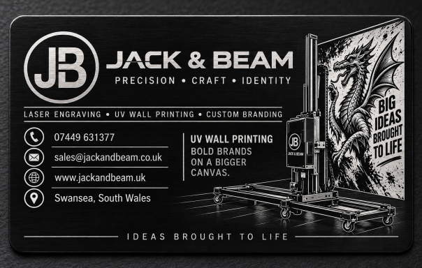 Direct-to-wall printing design Jack & Beam promotional design depicting a wall printer beside a decorative mural